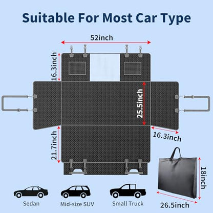 Tough Dog Car Seat Cover for Back Seat with Seatback Top Protection, Waterproof Hard Bottom Back Seat Extender for Dogs, Scratch Resistant Heavy Duty Dog Hammock for Car SUV Small Trucks