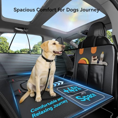 Dog Back Seat Cover, Extra Thick Back Seat Extender, Waterproof Thick Hard Bottom with High Barrier, Scratch-Proof Premium Rear Seat Protector for Car, SUV & Truck, Hold 450 lbs, Large