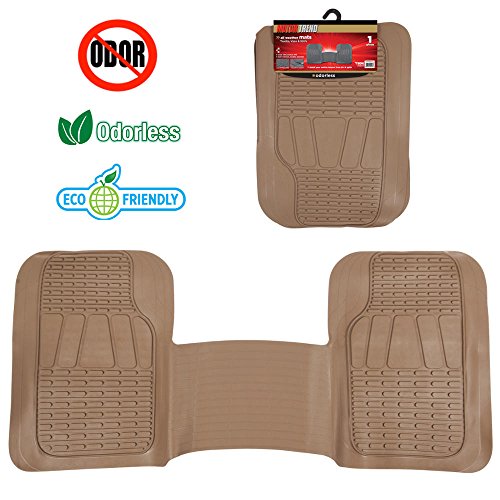 Motor Trend FlexTough 3-Row Heavy Duty Rubber Floor Mats & Liner Mega Truck/SUV/Van Combo, All Weather Protection Universal Trim to Fit Beige - color: Beige