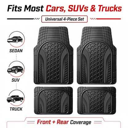 Heavy Duty Rubber Car Mats Carbon Fiber Design (Graphite Gray), 4-Piece Deep Waterproof Floor Mats Set (Front & Rear Full Set), All Weather Universal Trim to Fit Automotive SUV Sedan Truck - color: Graphite Gray, size: Carbon Fiber