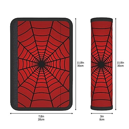 Stylish Red Spider Web Seat Belt Covers Soft Comfortable Shoulder Strap Pads for Adults Universal Car Accessories - Pack of 2 - color: Red Spider Web