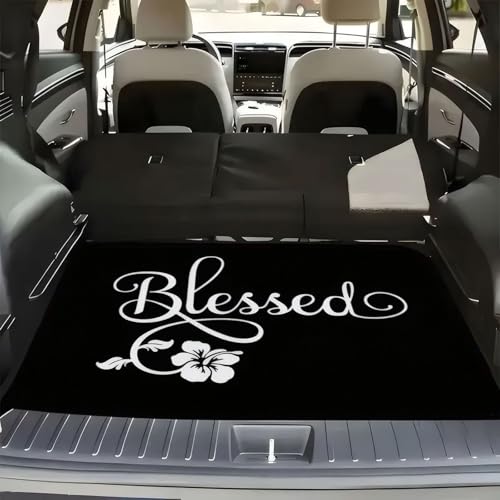 Universal Car Trunk Mat 29" x 39", Alphabet Flowers All Weather Trunk Protection Cargo Liner, Durable Cargo Mat Rear Trunk Liner,Stylish Vehicle Interior Accessories Suitable for Most Car Models - color: Alphabet Flowers
