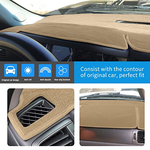 Dashboard Cover Dash Mat Compatible with 2007-2014 Chevy Chevrolet Tahoe Suburban,2007-13 Chevy Avalanche Silverado 1500 2500 3500 LTZ/GMC Sierra SLT Denali,2007-14 GMC Yukon XL (Beige) - color: Beige