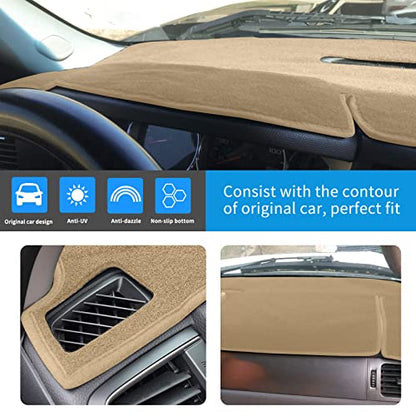 Dashboard Cover Dash Mat Compatible with 2007-2014 Chevy Chevrolet Tahoe Suburban,2007-13 Chevy Avalanche Silverado 1500 2500 3500 LTZ/GMC Sierra SLT Denali,2007-14 GMC Yukon XL (Beige) - color: Beige