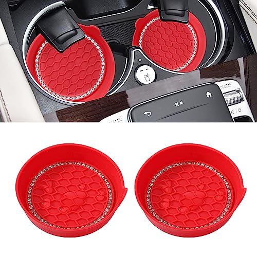 Car Cup Coaster Universal Non-Slip Cup Holders Bling Crystal Rhinestone Car Interior Accessories 2 Pack Red - color: Red, size: 2 Pack