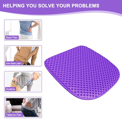 Large Gel Seat Cushion for Long Sitting with Non-Slip Cover, Soft & Breathable, Seat Cushion for Chair, Car, Office, Desk Chair, Wheelchair (18" x 17") - size: 18" x 17"