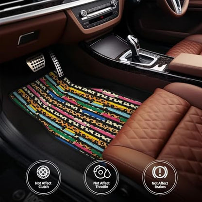 Colorful Stripe Car Floor Mats Leopard Cheetah Animal Universal SUV Truck Van Sedans Front Rear Floor Foot Mats 4-Piece Full Set with Non-Slip Rubber Backing Car Carpets - color: Leopard Stripe