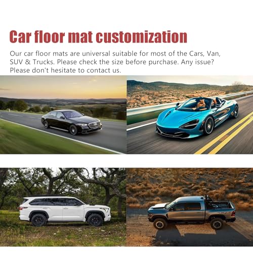 Custom Personalized Floor Mats for Cars，Luxury Full Coverage All Weather Car Floor Mats，Anti-Slip Leather Car Mat Set ，Custom Floor Mats for 99% of Cars, Trucks & SUVs (Pure Black)