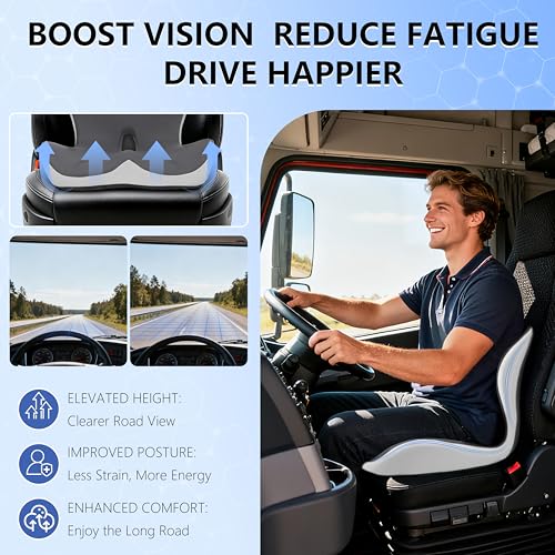 Truck Seat Cushion and Headrest 2-in-1 Set for Truck Driver, Lumbar Support Car Cushions for Long Haul Driving, Memory Foam for Semi Truck & Big Rig, Ergonomic Relief for Back & Sciatic Pain