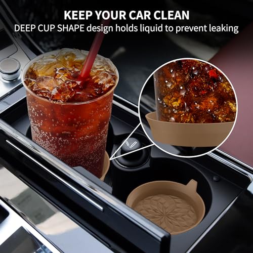 ME.FAN Car Cup Coasters [4 Pack] Silicone Cars Coasters - Universal Non-Slip Recessed Interior Accessories - Cup Holder Inserts Coffee - color: 4pack-coffee