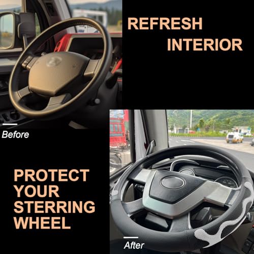 PINCTROT XL Size 17.5-18 Inch Comfy Grip Steering Wheel Cover for Semi Truck, Fits RV, Big Rig Trucker, 18 Wheeler and Classic Cars, Anti-Slip Design 17.5-18 Inch(Silicone White) - color: 5.White, size: Extra Large Size[17 1/2''-18'']