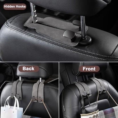Amelity Universal Car Headrest Hooks, Women’s Car Interior Accessories for Purses Handbags Grocery & Backpacks, Gray 2 Pack - color: Gray