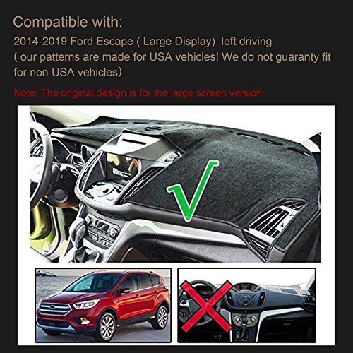 Dashboard Dash Board Cover Mat Carpet Compatible with 2014-2019 Escape(Large Display in the Middle)