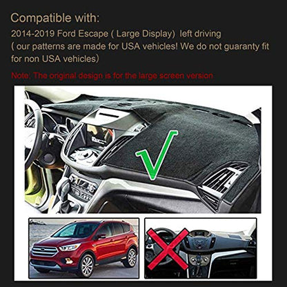 Dashboard Dash Board Cover Mat Carpet Compatible with 2014-2019 Escape(Large Display in the Middle)