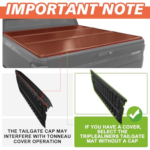 Truck Mat Compatible with 2023-2026 Ford Super Duty F250/F350/F450 Accessories, Tailgate Mat Custom Fit All Weather Protection Pickup Liner, w/Tailgate Cap Protector - size: 2) F250&F350&F450|2023+|Tailgate Mat w/ Cap Cover