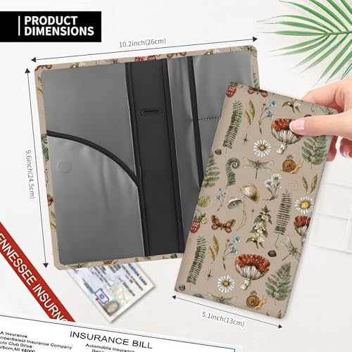 Leather Car Registration and Insurance Card Holder, Cute Car Accessories Vehicle Glove Box Car Organizer for Documents, Cards, License Cute Boho Mushroom - color: Cute Boho Mushroom