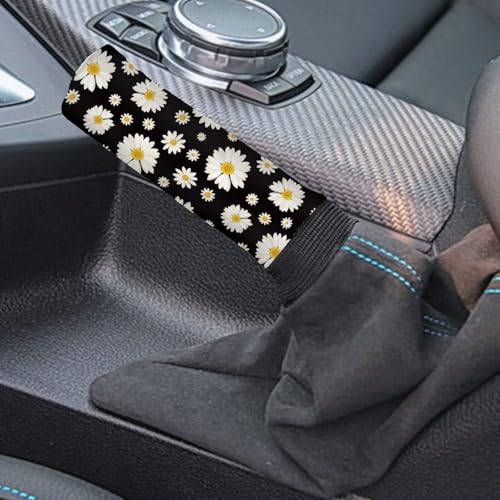AFPANQZ Daisy Car Gear Shift Knob Cover Set with Handbrake Cover Sleeve Cloth 2 Piece Auto Protective Interior Accessiores for Women Men 2 pcs Fit Most Cars Sedan SUV Van Truck - color: Daisy