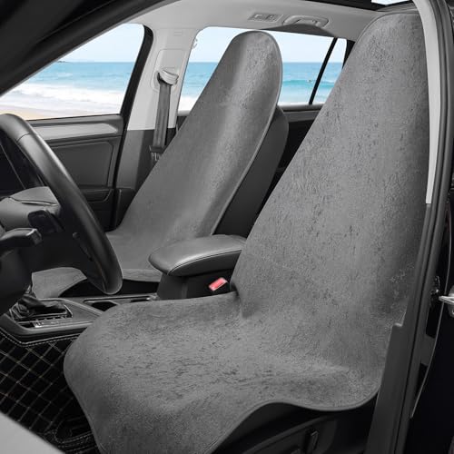 Waterproof Car Seat Cover Universial Fits Car Sweat Towel for Trucks SUV Car Seat Protector Grey 2 Pieces - color: Grey, size: 2Pcs Front Seat