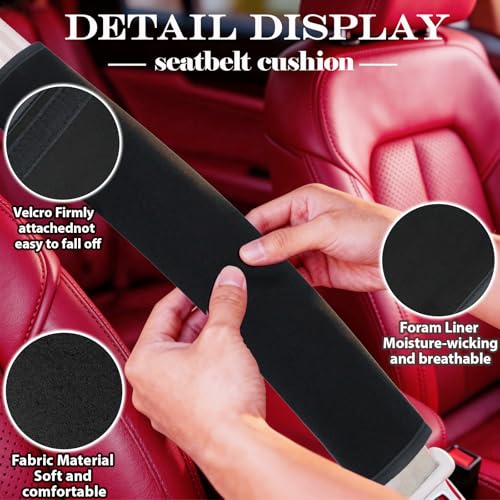 Extended Seat Belt Cover Pad, 2 Pack Soft & Comfortable Universal Seatbelt Covers for Adults and Kids, Fits Car Seat Belts, Armrest, and Backpacks (Black) - color: Black
