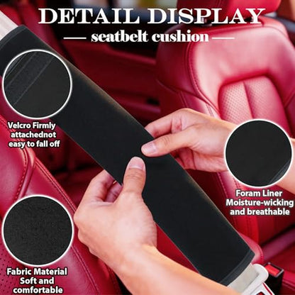 Extended Seat Belt Cover Pad, 2 Pack Soft & Comfortable Universal Seatbelt Covers for Adults and Kids, Fits Car Seat Belts, Armrest, and Backpacks (Black) - color: Black