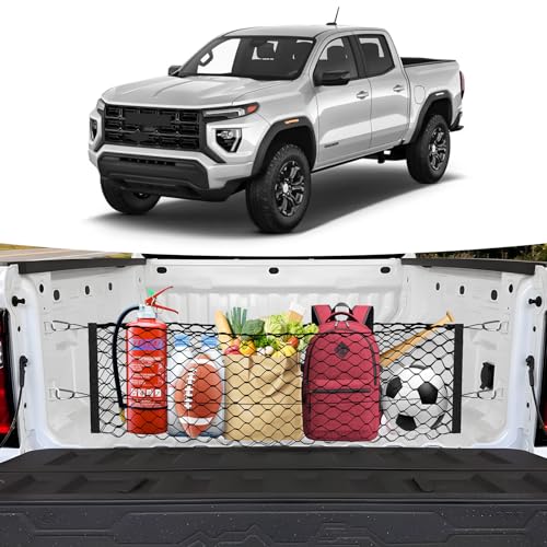 Canvcle Trunk Bed Cargo Net for 2023-2025 2026 Chevy Colorado & GMC Canyon Accessories Envelope Style Mesh Trunk Net Colorado Adjustable Elastic Nylon Rear Canyon Cargo Net with Hooks - style: for Chevy Colorado