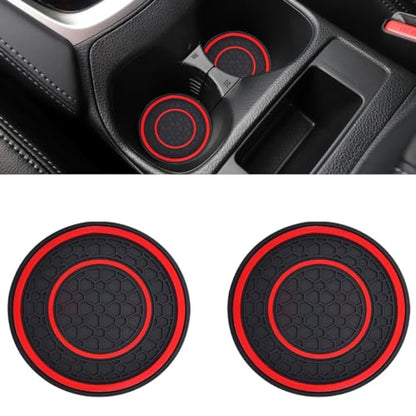 2PCS Car Cup Holder Coasters, 2.75 Inch Auto Non-Slip Anti Dust Cup Mats, Console Cup Holder Insert Coaster Auto Insulated Mats, Universal Interior Accessories for Most Cars (Red) - color: Red