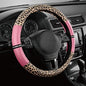 Road Comforts Leopard Steering Wheel Cover for Women, Cute Anti-Slip Microfiber Leather, Universal Fit 14.5-15 Inch Round Steering Wheel - Pink - color: Round Pink