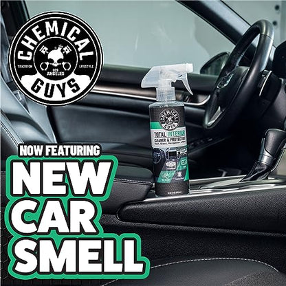 Chemical Guys Total Interior Cleaner & Protectant - New Car Scent, Car Cleaning Spray, Cleans and Protects Leather, Vinyl, Plastic, Rubber, and Glass, Safe for Trucks, SUVs, Jeeps, RVs & More - 16 oz - size: 16 Fl Oz (Pack of 1), style: New Car