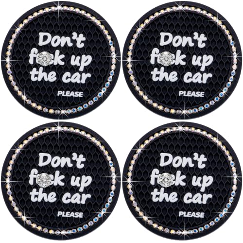 2PCS Bling Crystal Rhinestone Cup Holder Coaster – 2.75 Inch Anti-Slip Auto Insert Cup Coaster – Sparkling Interior Decor Accessories for Cars & Vehicles (Black & Colorful) - color: Alphabet Black & Colorful, size: 2 pcs