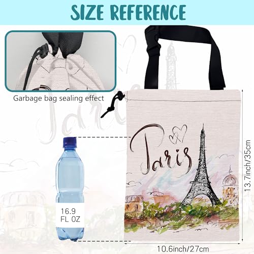 Car Garbage Bag Eiffel Tower Paris Drawstring Car Trash Bag Hanging for Back Seat with Adjustable Buckle Canvas Vehicle Trash Can Easy-to-Install - color: Eiffel Tower Paris