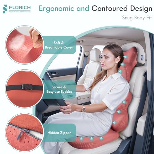 Car Seat Cushion and Lumbar Support Pillow for Office Chair Car, Neck Headrest Pillow, Ergonomic Memory Foam, Pressure-Relieving Back Support for Car, Office Chair & Wheelchair – Red - color: Red, size: Seat Cushion&Lumbar Pillow&Headrest Pillow