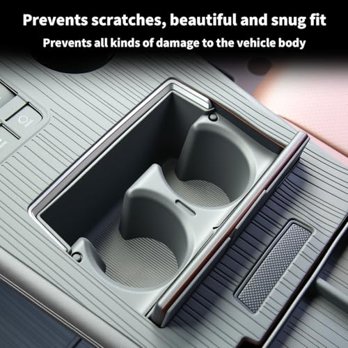 Center Console Cup Holder Insert for Toyota Sienna 2021-2026 Water Bottle Cupholder TPE Sienna Accessore Compatible with LE/XLE/XSE/Woodland Edition/Limited/Platinum(Gray) - size: Center Console Cup Holder Insert