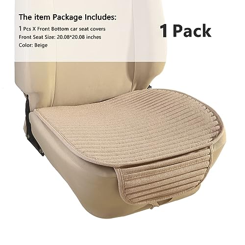 Suninbox Beige Car Seat Covers,Buckwheat Hulls Universal Bottom Seat Cover Front Seats Only,Cloth Tan Driver Car Seat Protector,Car Seat Pads Cushions for Automobiles,Beige - color: Beige