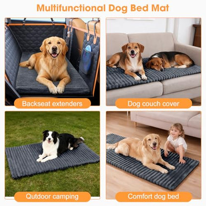Backseat Pet Bed Mat, Non-Slip Dog Bed for Car Back Seat, Washable Travel Pet Mat with Removable Cover, Dog Seat Covers Protector Fit for Backseat Extenders and Trucks SUVs, 54"x 24.8", Grey