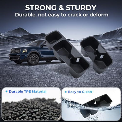 Cup Holder Inserts for KIA Telluride 2025 2024 2023 2022 2021 2020, Interior Accessories Center Console Front & Rear TPE Cup Holders Covers Protector for 2020-2025 Telluride, Black - style: Fits for 2020-2025 Telluride