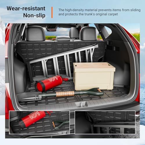 powoq Cargo Mat Compatible with 2022-2025 2026 Tucson Trunk Mat Cargo Liner TPE All Weather Protection Trunk Liner Backrest Replacement for 2022-2025 2026 Tucson Accessories (Trunk Mat+Backrest Mats)