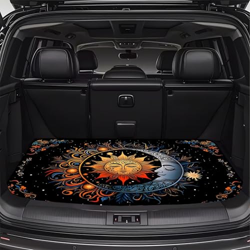 Universal Car Trunk Mat, All Weather Trunk Protection Cargo Liner, Stylish Vehicle Interior Accessories, Durable Cargo Mat Rear Trunk Line Suitable for Most Car (Sun Moon and Starry Sky, 29" x 39") - color: Sun Moon and Starry Sky