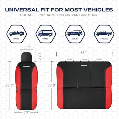 Skechers Memory Foam Seat Covers,Air- Cooled Mesh Thick Car Seat Covers,Leather Front Seat Covers,Airbag Compatible,Automotive Comfort Universal Fit for SUVs,Vans,Sedans,Cars,Trucks,Red - color: Black/Red