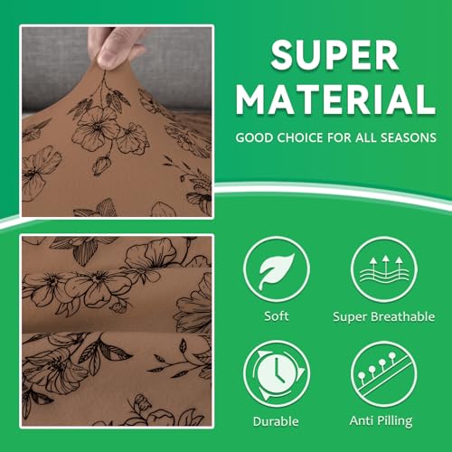 molasofa RV Dinette Cushion Covers, RV Booth Seat Cover Stretchable Camper Cushion Couch Covers Washable Slipcovers for Camper Car Bench (1 Backrest Cover & 1 Bench Cover, Brown Flower) - color: Brown Flower, size: 1 Bench Cover & 1 Backrest Cover