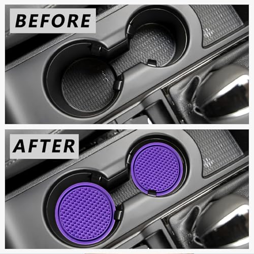 ZSDY Car Cup Coaster, 4PCS Universal Auto Non-Slip Cup Holder Embedded in Ornaments Silicone Coaster, Car Interior Accessories Sets, Purple - color: Purple
