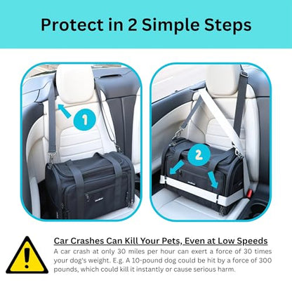 Crash-Tested Expandable Cat Carrier & Small Dog Car Seat - CPS Certified for Crash Protection & Safe Pet Travel. - size: Medium-20x12x12