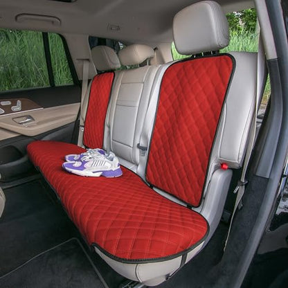 FH Group Car Seat Cushion Rear Set Faux Leather Automotive Seat Cushions - Universal Fit, Rear Car Seat Cushion, Car Seat Cushions With Non-slip Silicone Backing for SUV, Sedan, Van Red - color: Red, style: Rear Set