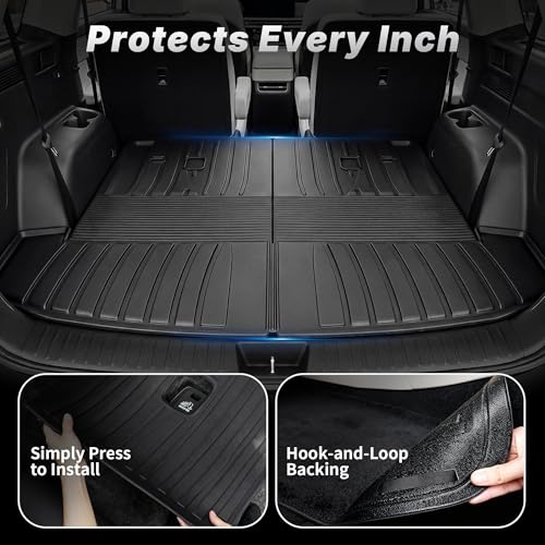 OEDRO Floor Mats & Trunk Cargo Mat with Backrest Mat Fit for 2024 2025 2026 Hyundai Santa Fe Hybrid Calligraphy/SE/SEL/Limited 6/7 Seats, TPE All Weather Custom Fit Floor Liners, Car Mats Full Set