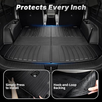 OEDRO Floor Mats & Trunk Cargo Mat with Backrest Mat Fit for 2024 2025 2026 Hyundai Santa Fe Hybrid Calligraphy/SE/SEL/Limited 6/7 Seats, TPE All Weather Custom Fit Floor Liners, Car Mats Full Set