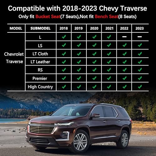 KARPAL Floor Mats for 2018-2023 Chevy Traverse/ 2024 Traverse Limited Only 7 Seats, with 2nd Row Bucket Seats, All-Weather TPE Custom Fit Floor Liners Car Accessories - style: 2018-2023 | For Chevy Traverse | Full Set