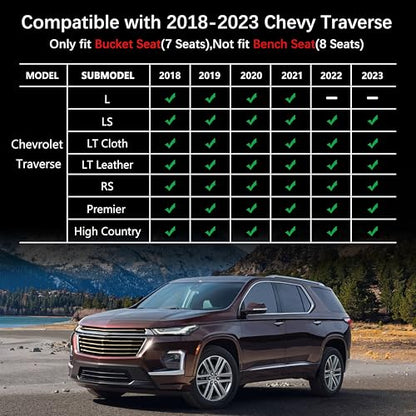 KARPAL Floor Mats for 2018-2023 Chevy Traverse/ 2024 Traverse Limited Only 7 Seats, with 2nd Row Bucket Seats, All-Weather TPE Custom Fit Floor Liners Car Accessories - style: 2018-2023 | For Chevy Traverse | Full Set