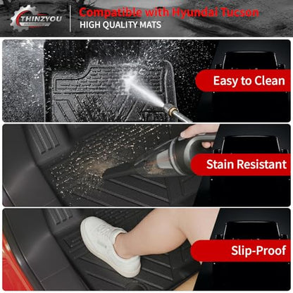 Floor Mats Compatible with 2022-2025 2026 Hyundai Tucson Trunk Mat Cargo Liner Cargo Mat TPE All Weather Back Seat Cover Protector 2024 Tucson Accessories(Floor Mats+Backrest Mats+Trunk Mat) - style: For Hyundai Tucson | 2022-2026