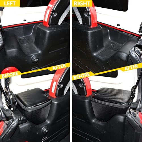 RBR Wheel Well Storage Bin Rear Trunk Organizer Tool Box Compatible with 2018-2023 Jeep Wrangler JL 4 Door 4XE Accessories Cargo Bag, 2 Pack Right Left, Carbon Fiber, With Lid and Zipper