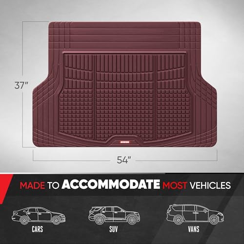 Motor Trend FlexTough Rear Cargo Mat – Heavy-Duty Trimmable Car Trunk Mat for Back of SUV, Universal Rear Cargo Liner for SUV, Flexible Trunk Liner, Automotive Floor Mats & Cargo Liners (Burgundy) - color: Burgundy