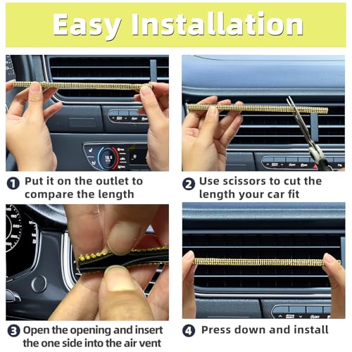 NBTEPEM Bling Car Air Conditioner Decoration Strip for Vent Outlet, 10 PCS Universal Rhinestone Car Vent Outlet Trim Decorations, Bling Interior Accessories for Women and Girls (Yellow) - color: Yellow